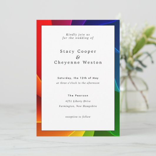 レインボーカラフル結婚式招待状 招待状 (スタンド正面)