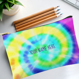 レインボーカラフル絞り染めパーソナライズされたペンシルケース アクセサリーポーチ
