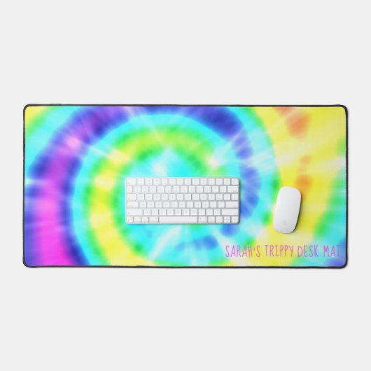 レインボーカラフル絞り染めヒッピートリップ（幻覚体験）のようなデスクマット デスクマット (キーボード&マウス)