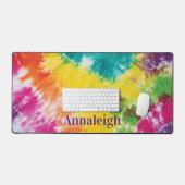レインボーカラフル絞り染め名前をカスタムする最高のフリッド デスクマット (キーボード&マウス)