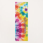 レインボーカラフル絞り染め名前をカスタムする最高のフリッド ヨガマット (正面)