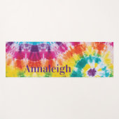 レインボーカラフル絞り染め名前をカスタムする最高のフリッド ヨガマット (正面(横))