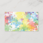 レインボーカラフル絵を描（ばちゃばちゃ）跳ねる水色 名刺 (裏面)