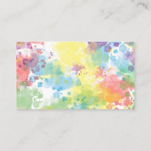 レインボーカラフル絵を描（ばちゃばちゃ）跳ねる水色 名刺 (裏面)
