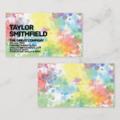 レインボーカラフル絵を描（ばちゃばちゃ）跳ねる水色 名刺 (正面/裏面)