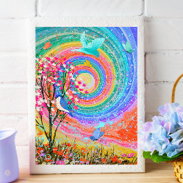 レインボーカラフル自然ワイルドフラワー。 ポスター