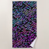 レインボーカラフル葉フェザー水の色パターン ビーチタオル (正面)