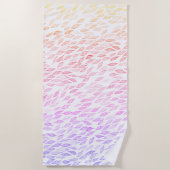 レインボーカラフル葉フェザー水の色パターン ビーチタオル (正面)