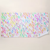 レインボーカラフル葉フェザー水の色パターン ビーチタオル (正面)