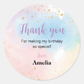 レインボーカラフル誕生日ステッカーのラベル ラウンドシール (正面)