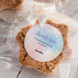 レインボーカラフル誕生日ステッカーのラベル ラウンドシール