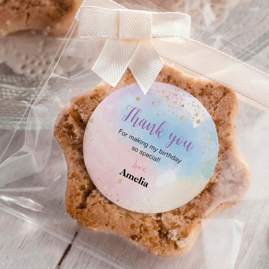 レインボーカラフル誕生日ステッカーのラベル ラウンドシール