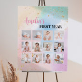 レインボーカラフル誕生日フォトマイルストーンサイン ポスター