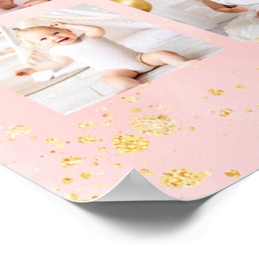 レインボーカラフル誕生日フォトマイルストーンサイン ポスター (角)