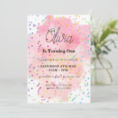 レインボーカラフル誕生日水彩 招待状 (スタンド正面)