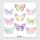 レインボーカラフル金ゴールドグリッター蝶シール シール (シート)