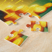 レインボーカラフル金ゴールドサンパトリックの日 ジグソーパズル (側面)