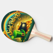 レインボーカラフル金ゴールドサンパトリックの日 卓球ラケット (横)