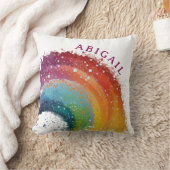 レインボーカラフル金ゴールドスターはっきりしたガール名 クッション (ブランケット)