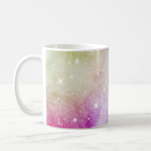 レインボーカラフル銀河系パターン コーヒーマグカップ (左)