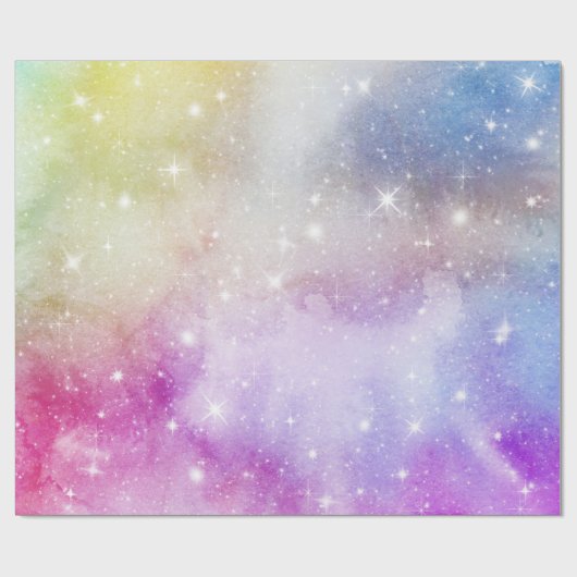 レインボーカラフル銀河系パターン ラッピングペーパー (フラット)