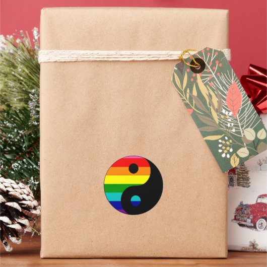 レインボーカラフル陰陽 ラウンドシール (クリスマス)