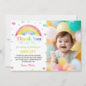 レインボーカラフル1歳の誕生日サンキューカード サンキューカード (正面)