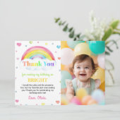 レインボーカラフル1歳の誕生日サンキューカード サンキューカード (スタンド正面)