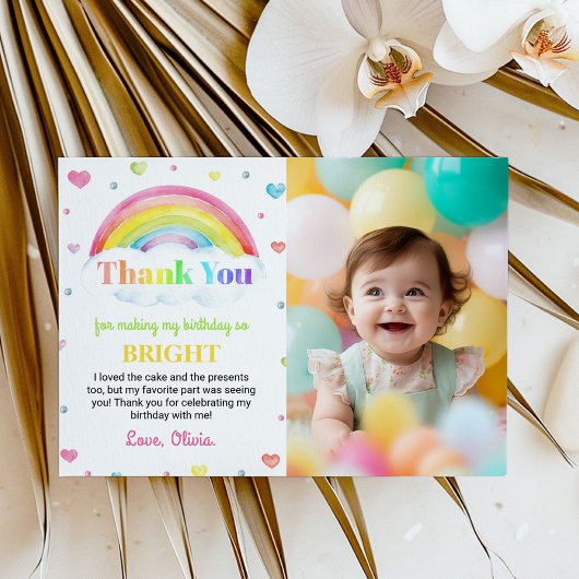 レインボーカラフル1歳の誕生日サンキューカード サンキューカード