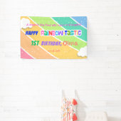 レインボーカラフル1歳の誕生日パーティーバナー 横断幕 (インサイチュ)