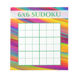 レインボーカラフル6x6スドクグリッドテンプレート ノートパッド