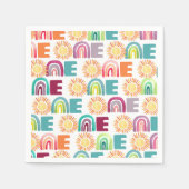 レインボーカラフル&サンズ1stバースデーウォーターカラー スタンダードカクテルナプキン (正面)