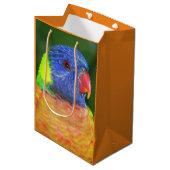 レインボーカラフル・ロリケートのオウム写真 ミディアムペーパーバッグ (正面アングル)