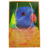 レインボーカラフル・ロリケートのオウム写真 ミディアムペーパーバッグ (正面)