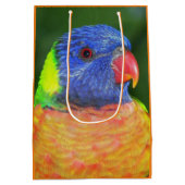 レインボーカラフル・ロリケートのオウム写真 ミディアムペーパーバッグ (裏面)