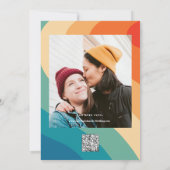 レインボーカラフルGroovy Wavy Bohoの結婚Qrコード 招待状 (裏面)