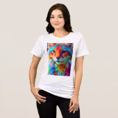 レインボーカラーのもふもふ猫-68587 トライブレンドＴシャツ (正面全面)