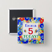 レインボーカラーのカスタマイズ可能な時代 缶バッジ (正面&裏面)