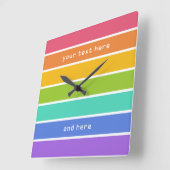 レインボーカラーのカスタムウォールクロック スクエア壁時計 (傾斜)