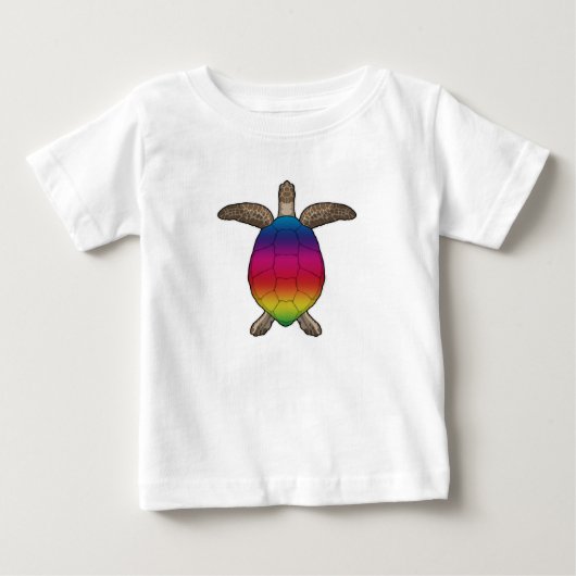 レインボーカラーのカメ ベビーTシャツ (正面)