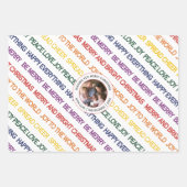 レインボーカラーのクリスマスの願い写真 ラッピングペーパーシート (正面3)