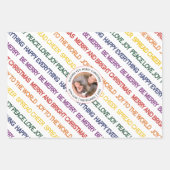 レインボーカラーのクリスマスの願い写真 ラッピングペーパーシート (正面2)