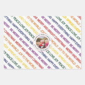 レインボーカラーのクリスマスの願い写真 ラッピングペーパーシート (正面)