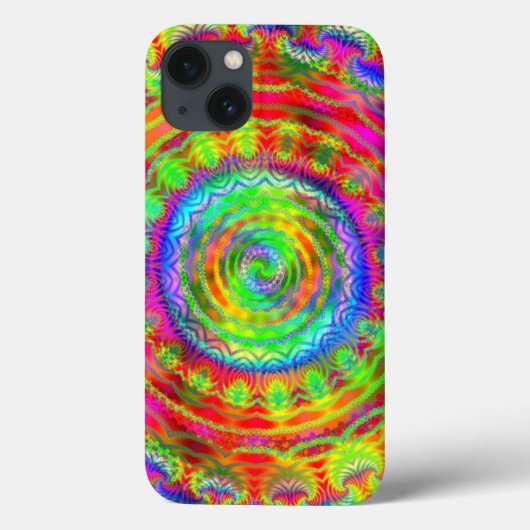 レインボーカラーのタイ染めターゲット万華鏡フラクタル Case-Mate iPhoneケース (裏面)