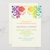 レインボーカラーのダマスク結婚式のリハーサルディナー 招待状 (正面/裏面)