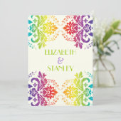レインボーカラーのダマスク結婚式 招待状 (スタンド正面)