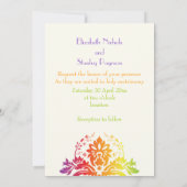 レインボーカラーのダマスク結婚式 招待状 (裏面)