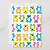 レインボーカラーのテディベアかわいいキッズパーティー 招待状 (裏面)