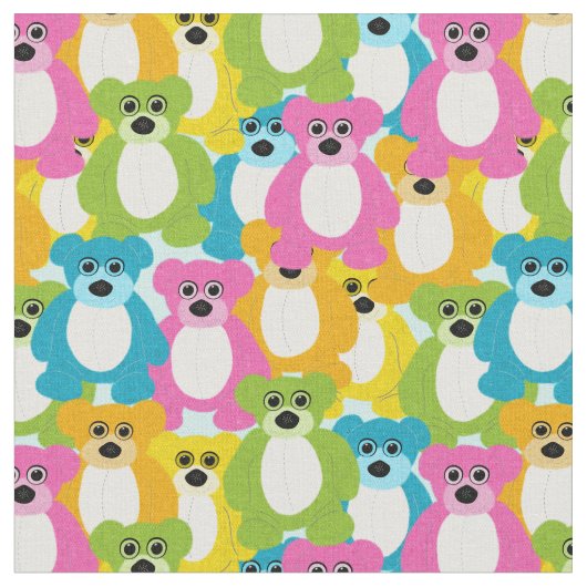 レインボーカラーのテディベア子供とベビー ファブリック (クローズアップ)