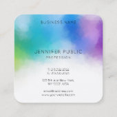 レインボーカラーのトレンモダングカラフル抽象芸術 スクエア名刺 (裏面)
